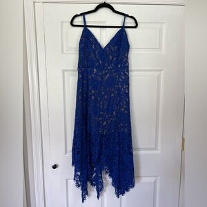Lulu's Royal Blue Asymmetrical Lace Dress